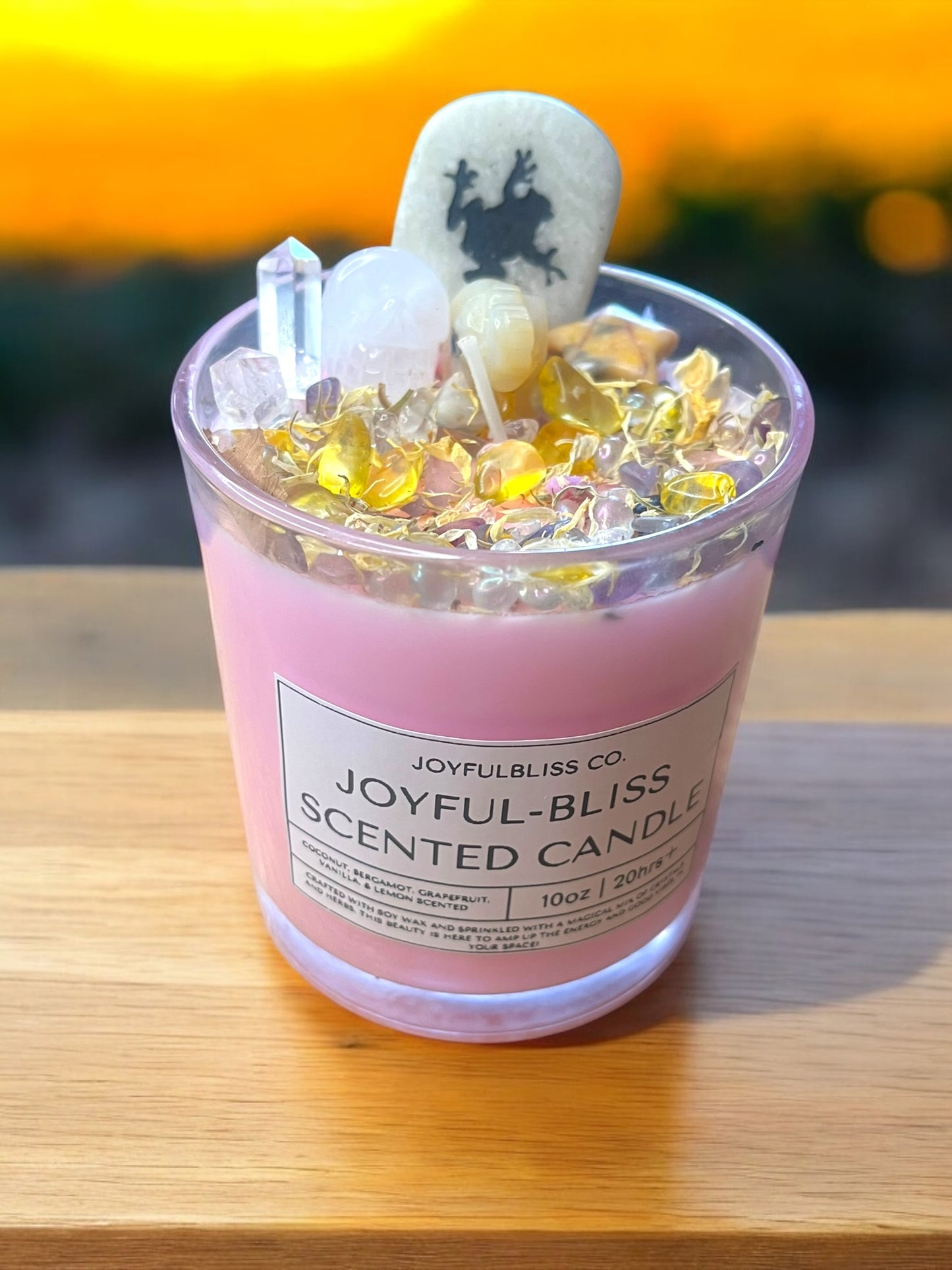 Joyful-Bliss Scented Candle – 10oz Soy Crystal Candle | Coconut, Grapefruit, Lemon & Vanilla