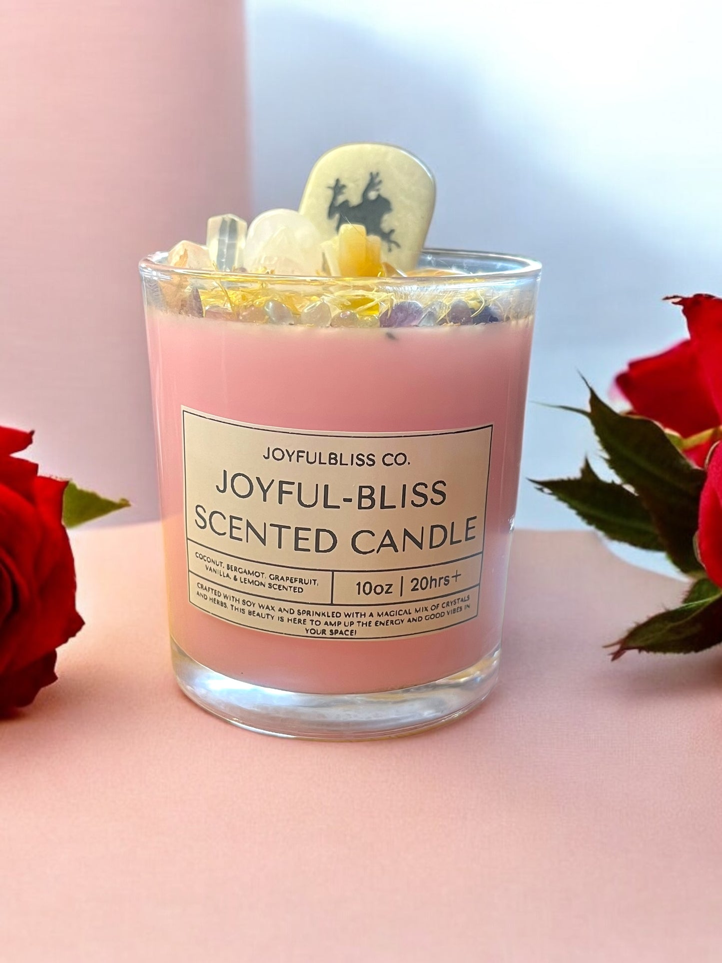 Joyful-Bliss Scented Candle – 10oz Soy Crystal Candle | Coconut, Grapefruit, Lemon & Vanilla
