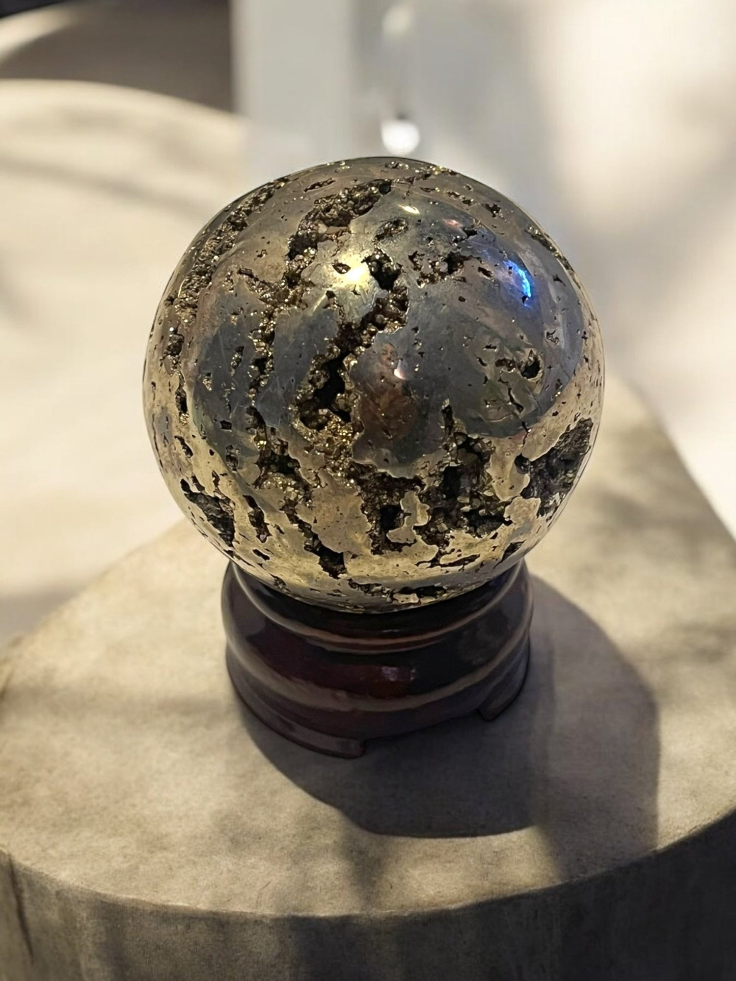 50mm Pyrite Sphere with Holder - JoyfulBliss Co.