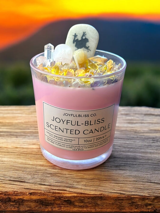 Joyful-Bliss Scented Candle – 10oz Soy Crystal Candle | Coconut, Grapefruit, Lemon & Vanilla