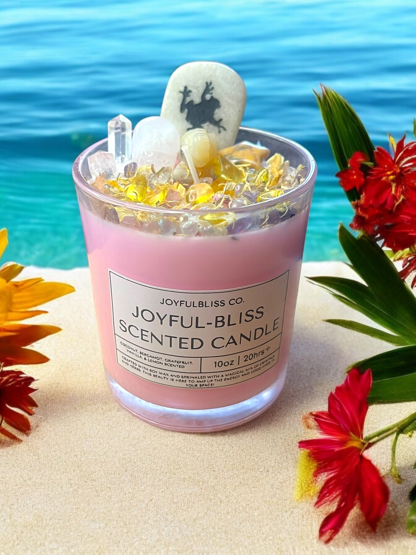 Joyful-Bliss Scented Candle – 10oz Soy Crystal Candle | Coconut, Grapefruit, Lemon & Vanilla