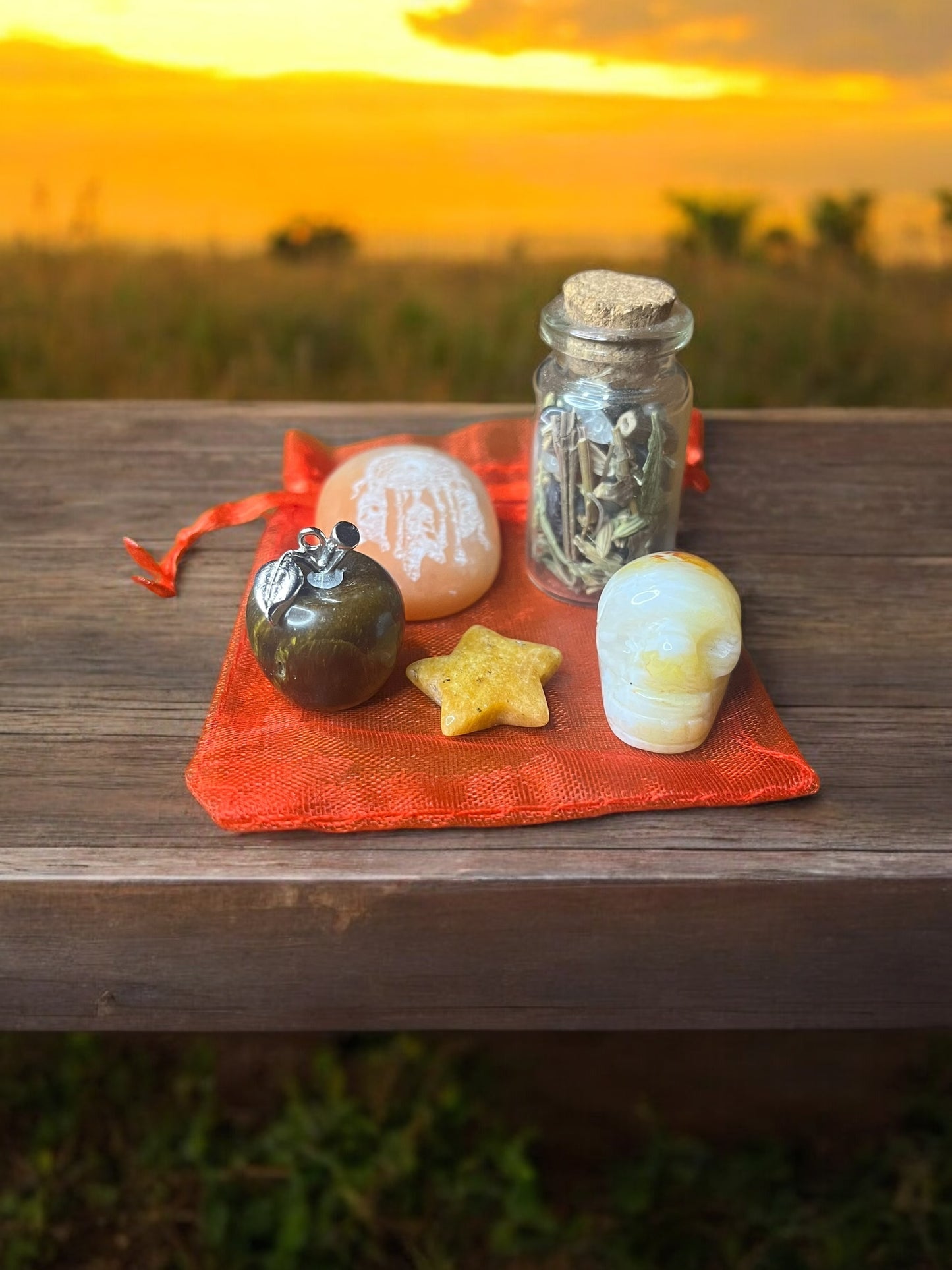 Strength + Courage Mojo Bag – Empowerment Crystal Set for Inner Power, Motivation & Grounding | Energy-Charged Protection Charm