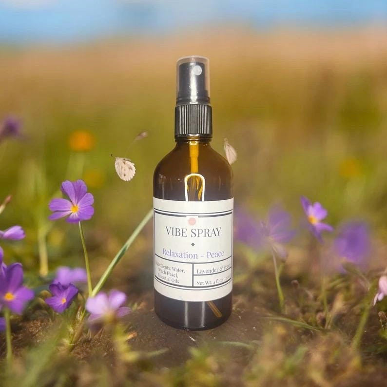 Vibe Spray for Relaxation + Peace Lavender & Patchouli Calming Mist Tranquil Aromatherapy Spray
