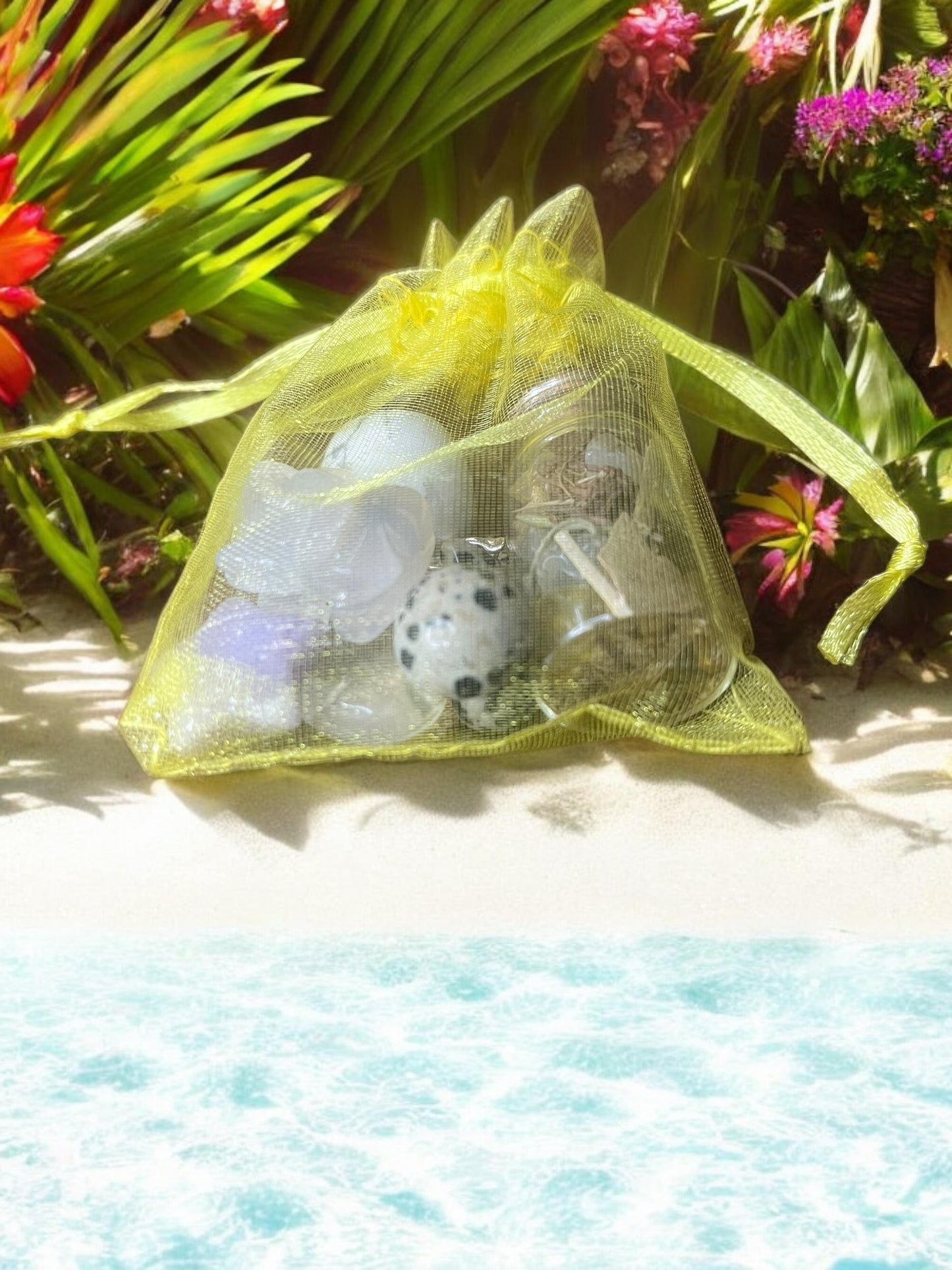 Uplifting + Positivity Mojo Bag, Crystal Charm Set for Joy, Light Energy & Emotional Uplift | Handmade Intention Kit with Herbs + Stones