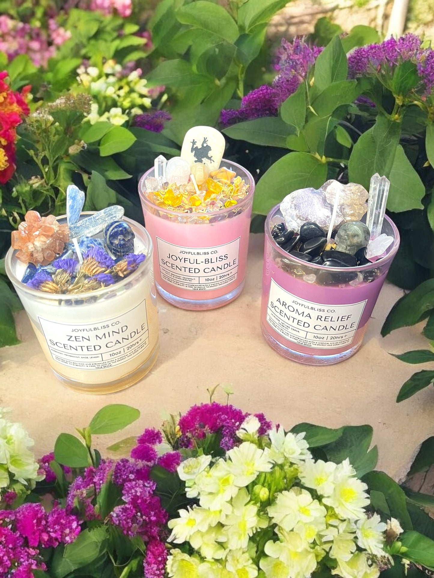 Joyful-Bliss Scented Candle – 10oz Soy Crystal Candle | Coconut, Grapefruit, Lemon & Vanilla