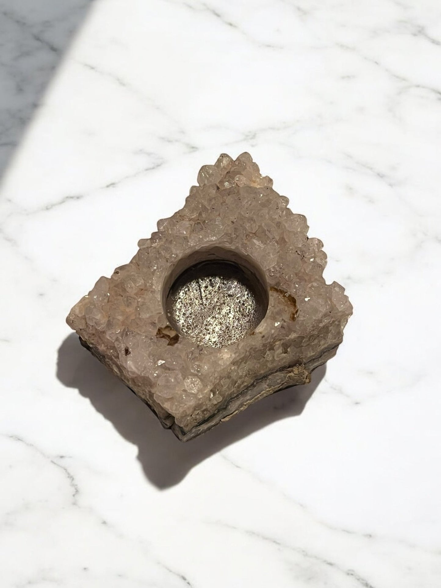 Amethyst Crystal Tea Light Candle Holder (4” x 3”) – Natural Geode - JoyfulBliss Co.