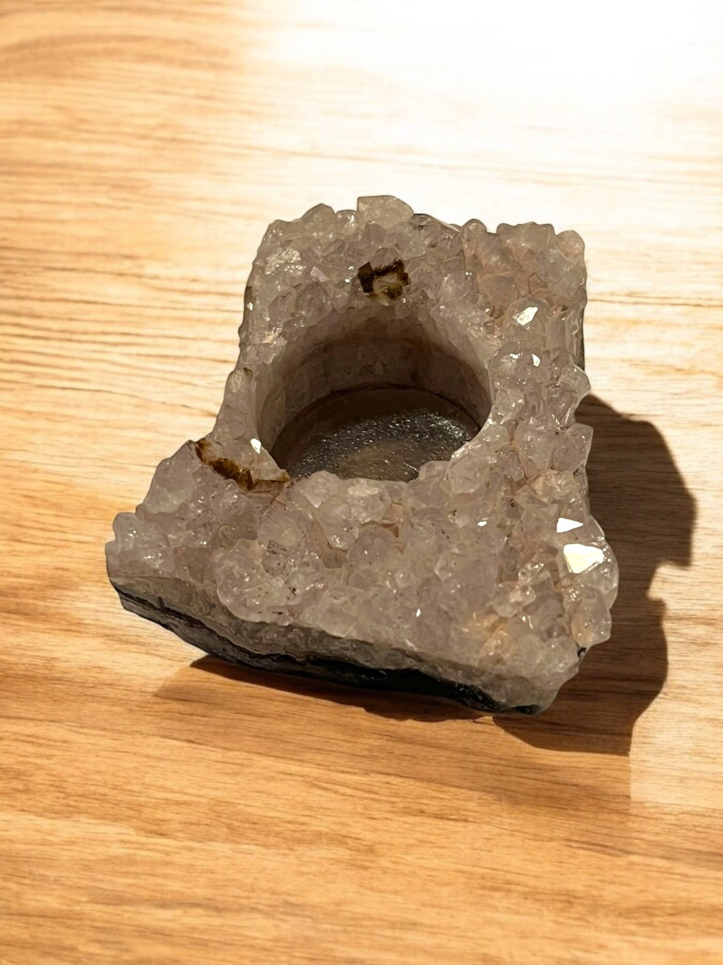 Amethyst Crystal Tea Light Candle Holder (4” x 3”) – Natural Geode - JoyfulBliss Co.