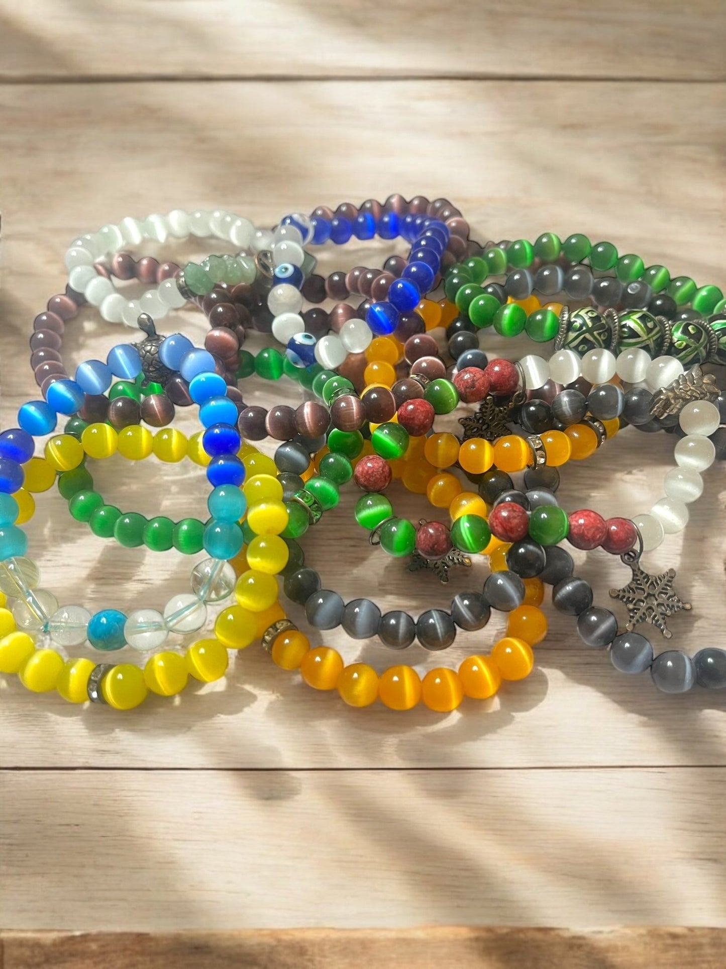 Cat’s Eye Beaded Bracelet – Energy, Protection & Luck (Color Variations Available) - JoyfulBliss Co.