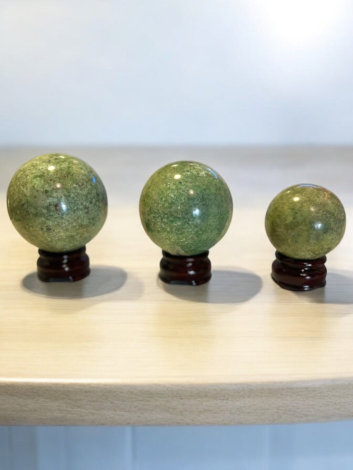 Chrysoprase Sphere – 50mm, 70mm, 80mm (Includes Stand) - JoyfulBliss Co.