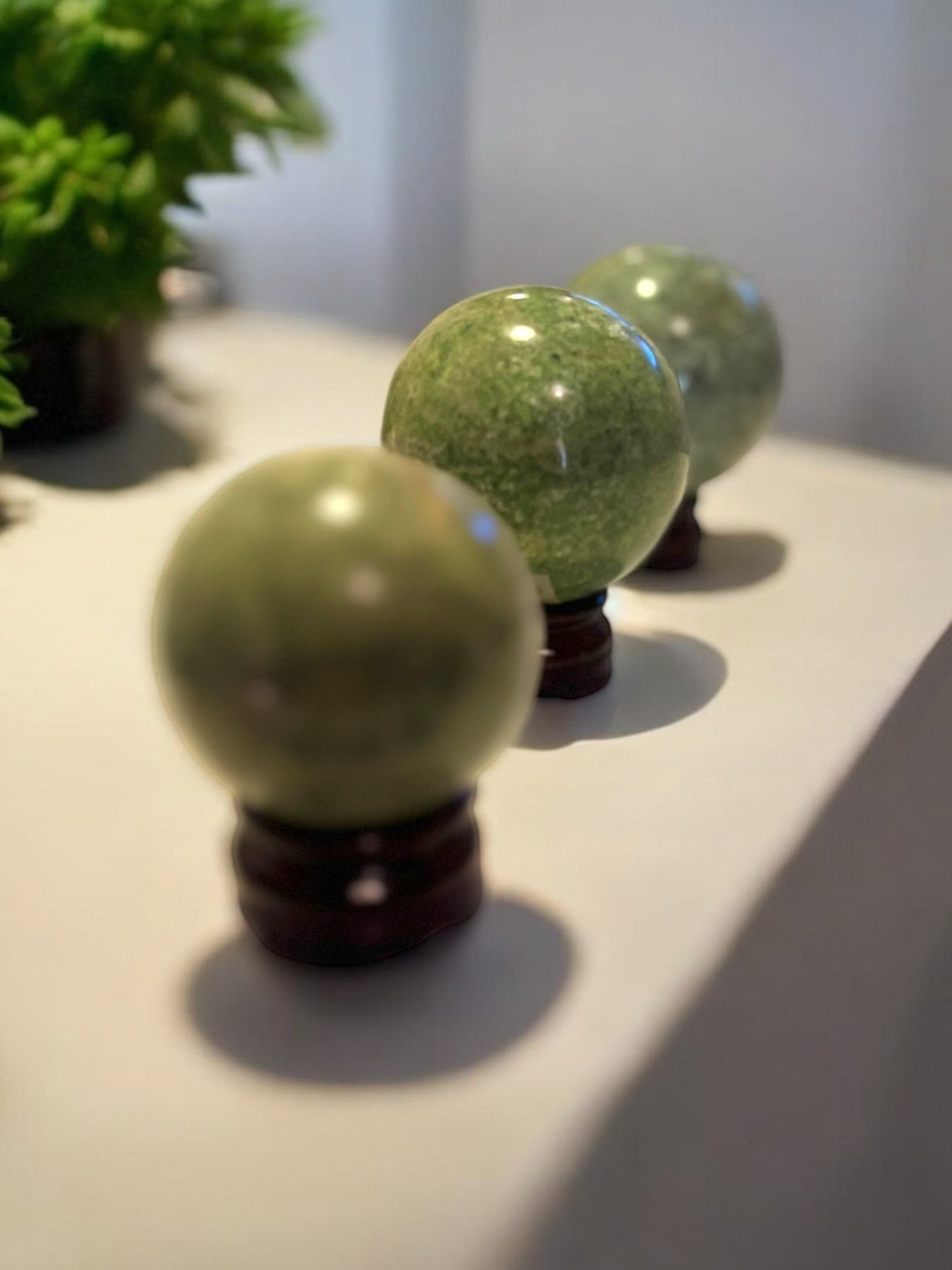 Chrysoprase Sphere – 50mm, 70mm, 80mm (Includes Stand) - JoyfulBliss Co.