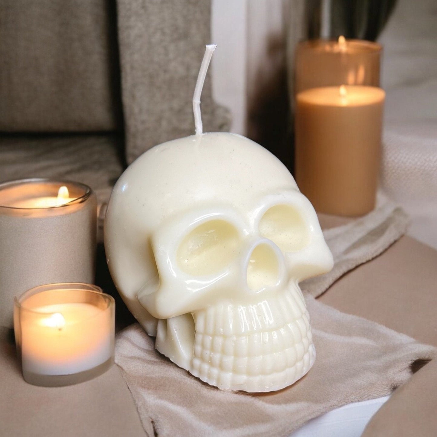 Customizable Skull Soy Wax 18oz Handcrafted Candle Choice of Color & Scent - JoyfulBliss Co.