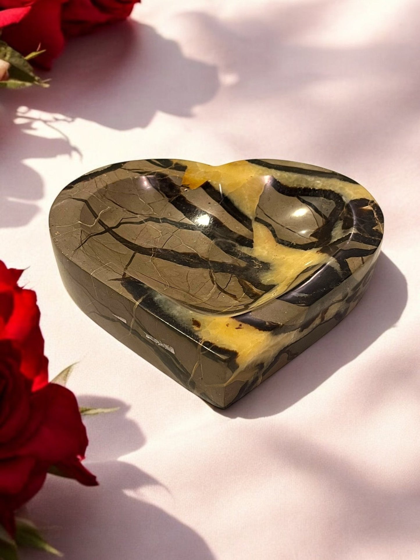 Dragon Stone Septarian Heart Dish Gemstone – 6 x 6.5 Inches - JoyfulBliss Co.