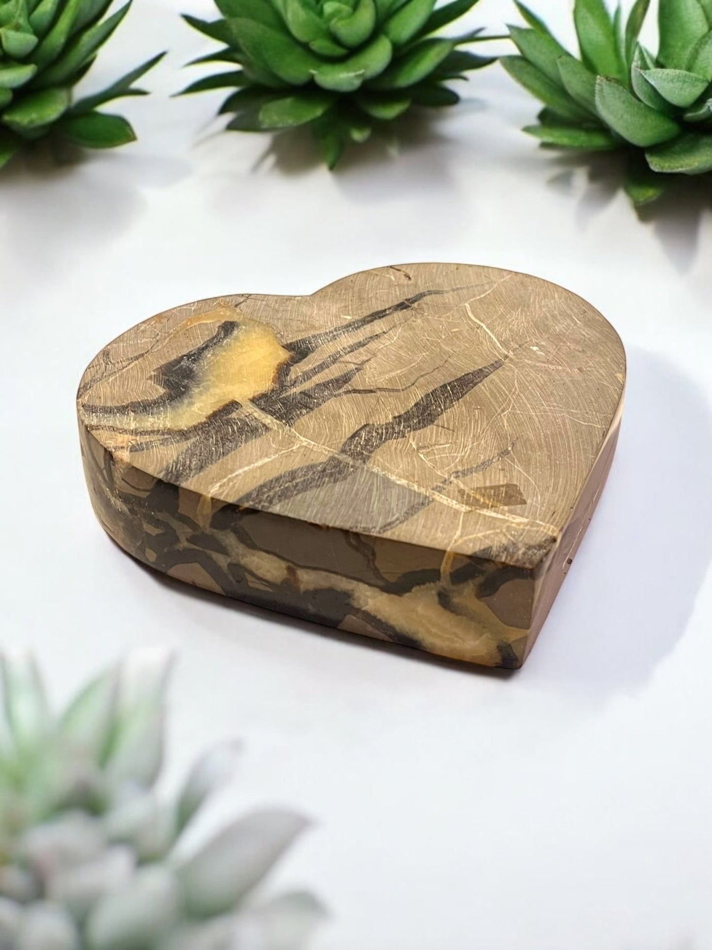 Dragon Stone Septarian Heart Dish Gemstone – 6 x 6.5 Inches - JoyfulBliss Co.
