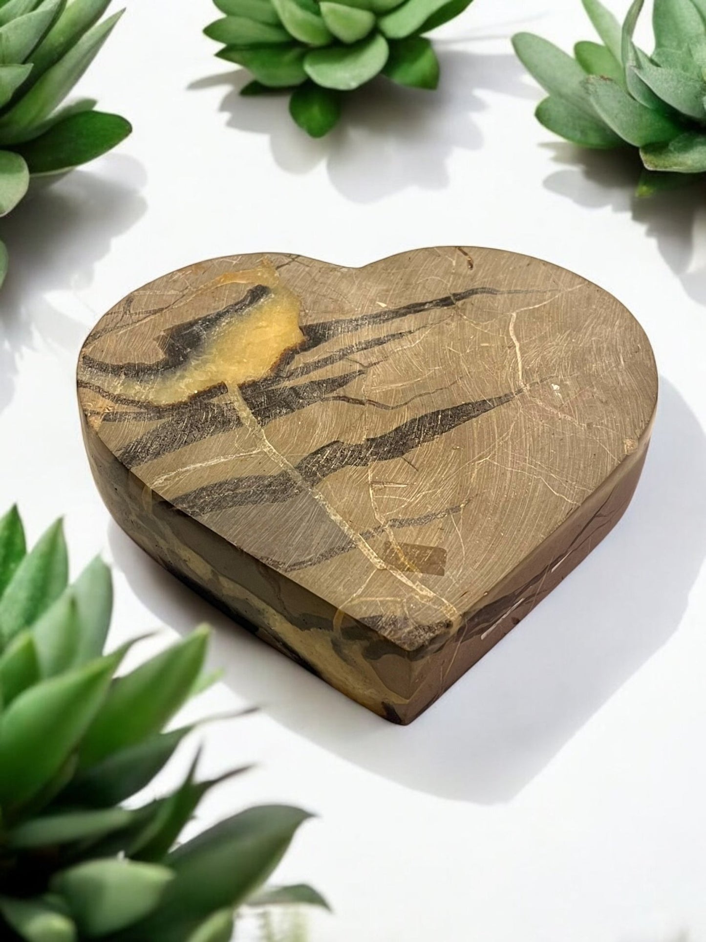 Dragon Stone Septarian Heart Dish Gemstone – 6 x 6.5 Inches - JoyfulBliss Co.