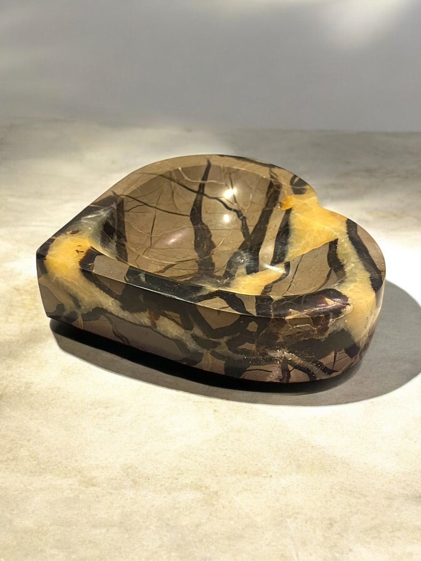 Dragon Stone Septarian Heart Dish Gemstone – 6 x 6.5 Inches - JoyfulBliss Co.