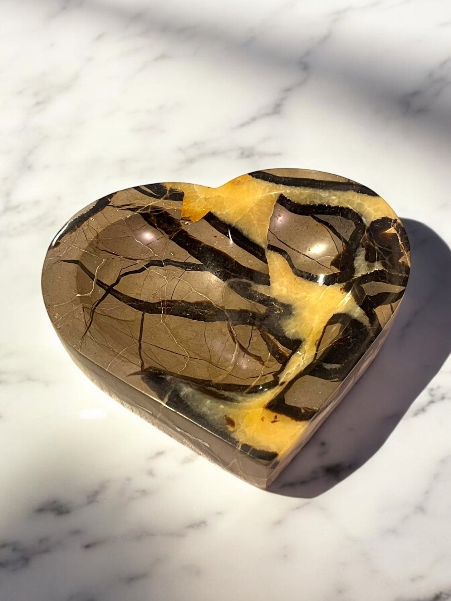 Dragon Stone Septarian Heart Dish Gemstone – 6 x 6.5 Inches - JoyfulBliss Co.