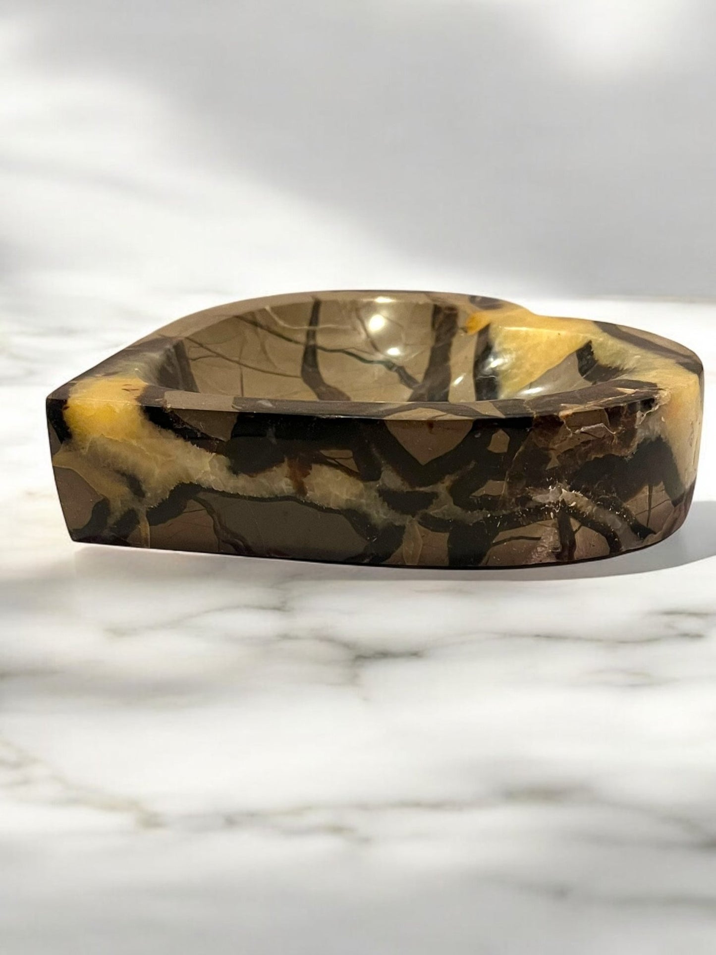Dragon Stone Septarian Heart Dish Gemstone – 6 x 6.5 Inches - JoyfulBliss Co.