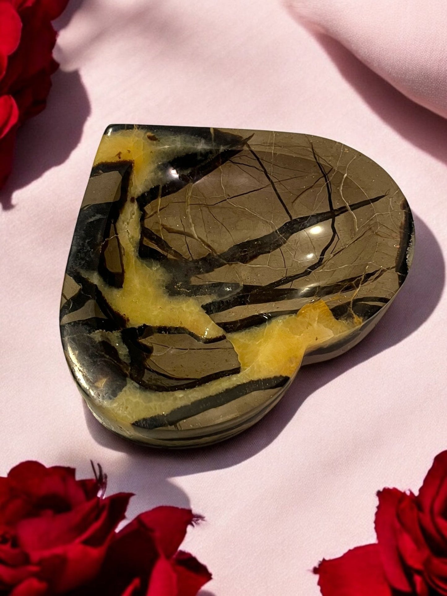 Dragon Stone Septarian Heart Dish Gemstone – 6 x 6.5 Inches - JoyfulBliss Co.