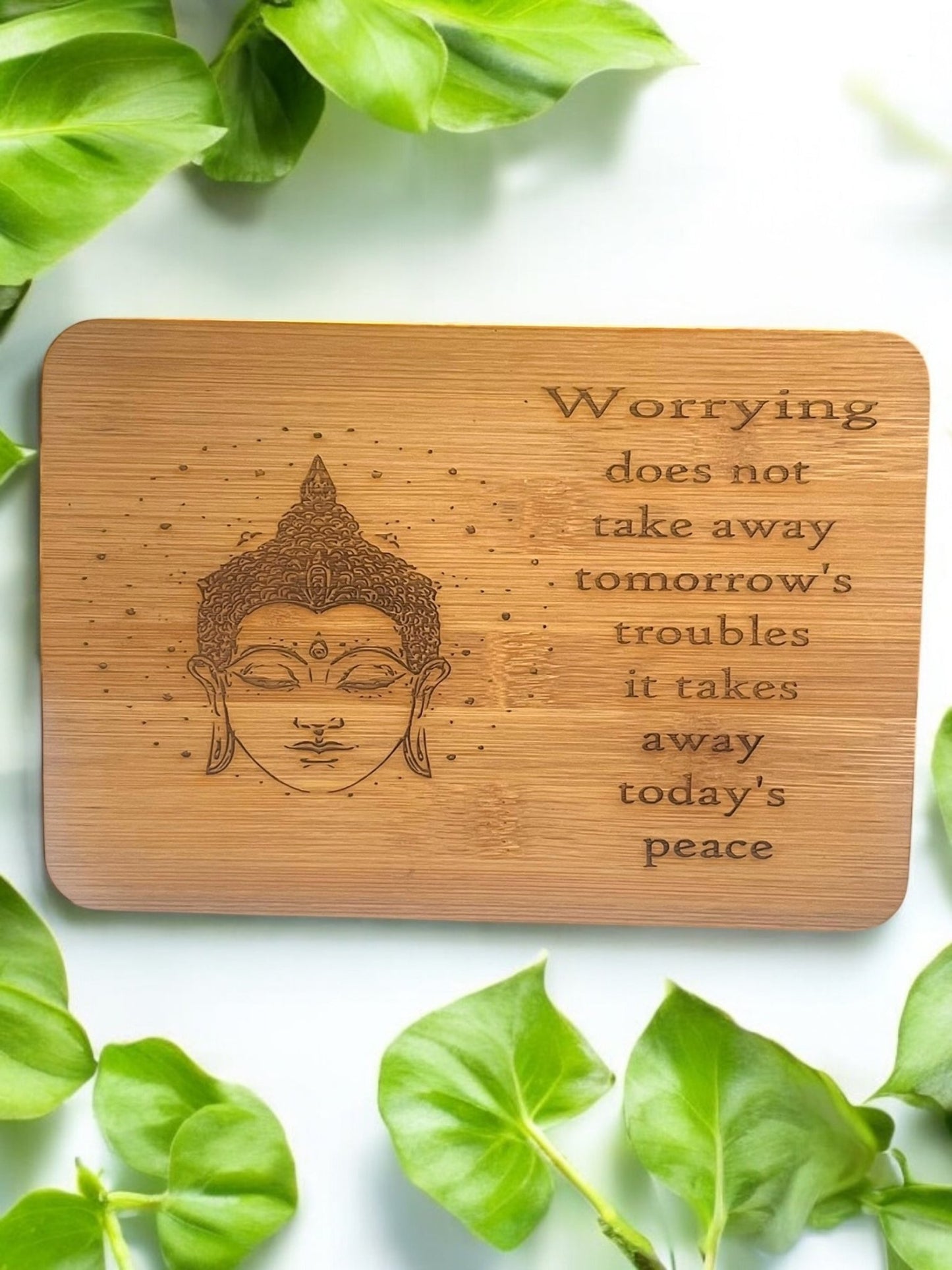 Engraved Bamboo Hanging Plaque – Buddha Self-Love Affirmation (6” x 4”) - JoyfulBliss Co.