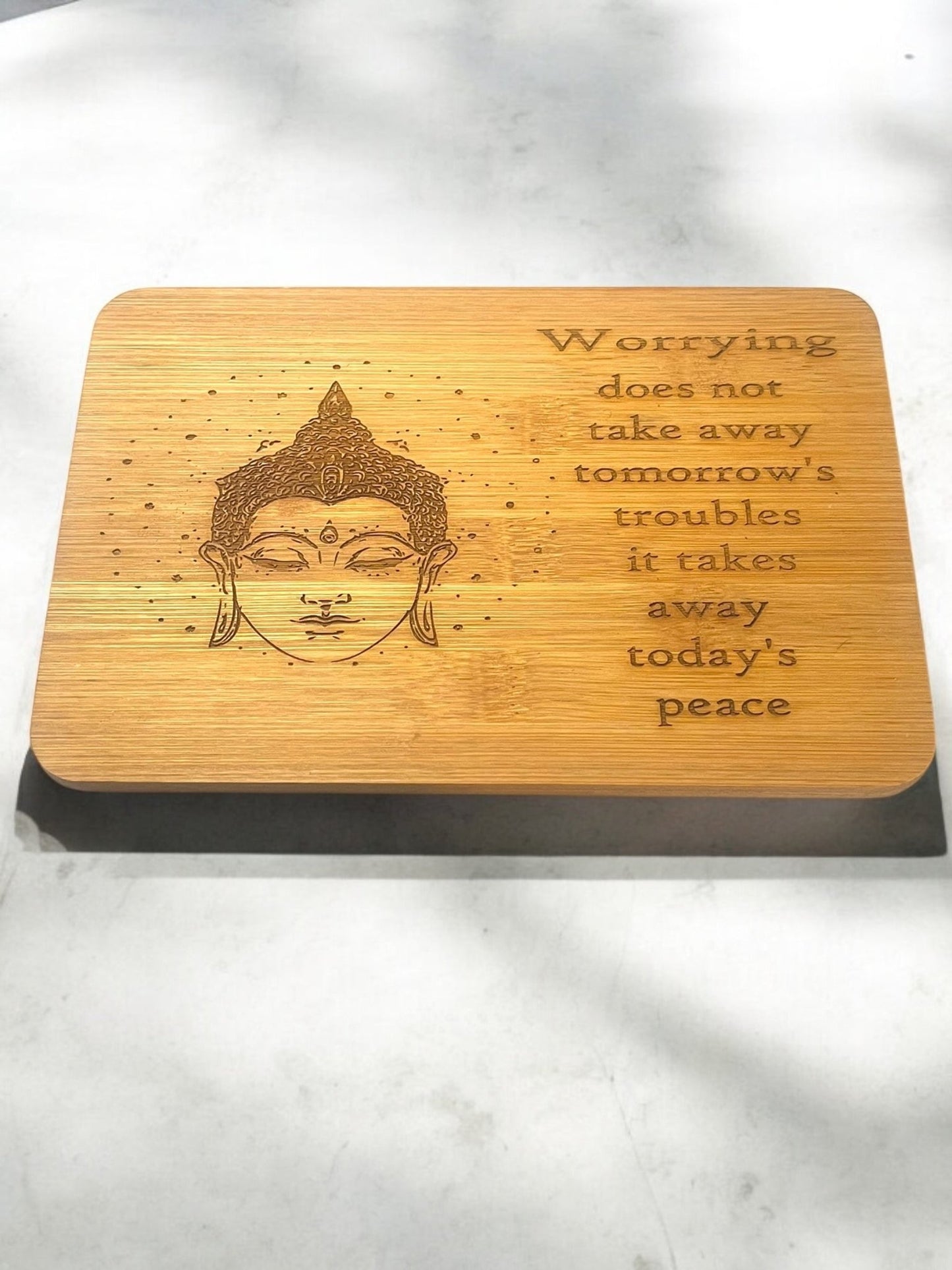 Engraved Bamboo Hanging Plaque – Buddha Self-Love Affirmation (6” x 4”) - JoyfulBliss Co.