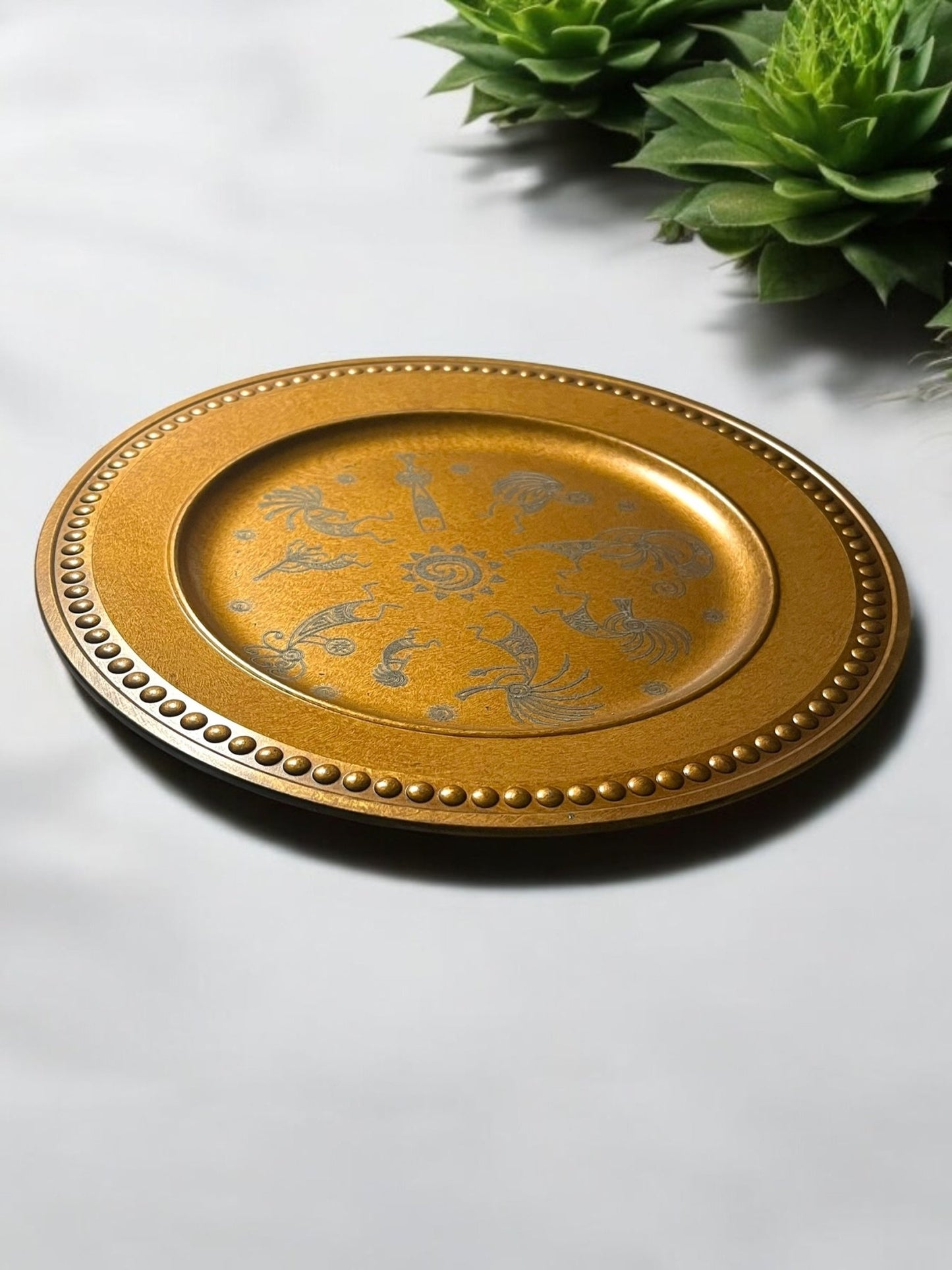 Engraved Decorative Charger Plates – 10” Spiritual & Celestial Designs - JoyfulBliss Co.