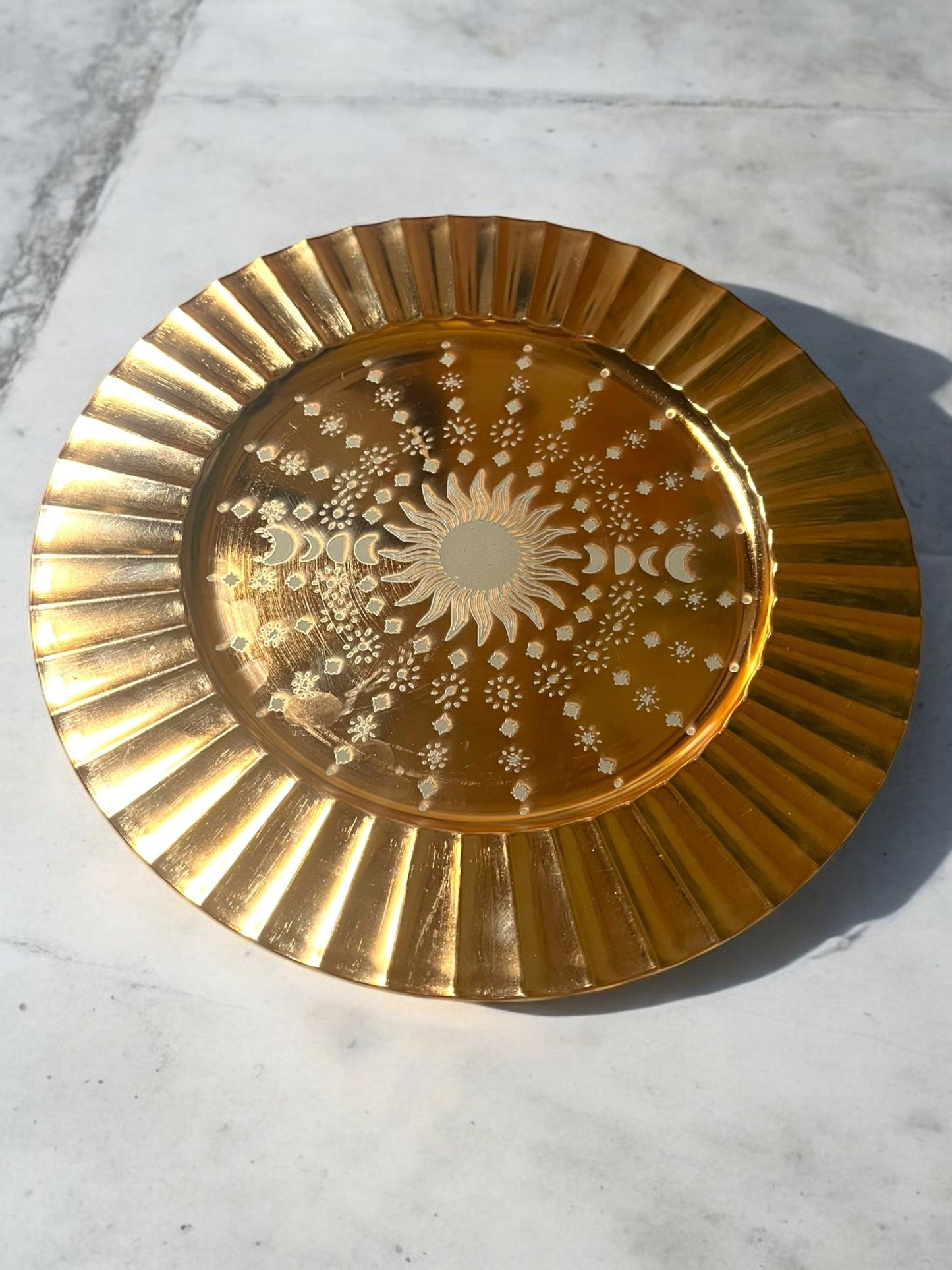 Engraved Decorative Charger Plates – 10” Spiritual & Celestial Designs - JoyfulBliss Co.