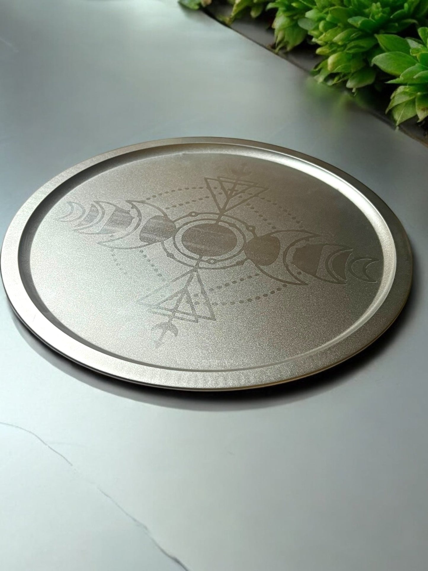 Engraved Decorative Charger Plates – 10” Spiritual & Celestial Designs - JoyfulBliss Co.