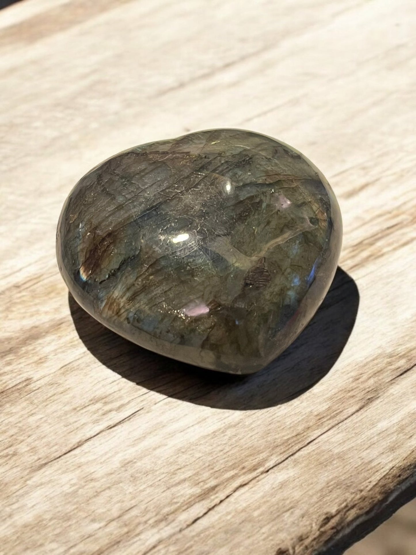 Flashy Labradorite Gemstone Heart (3.5” x 3”) – Radiant Crystal for Protection & Intuition - JoyfulBliss Co.