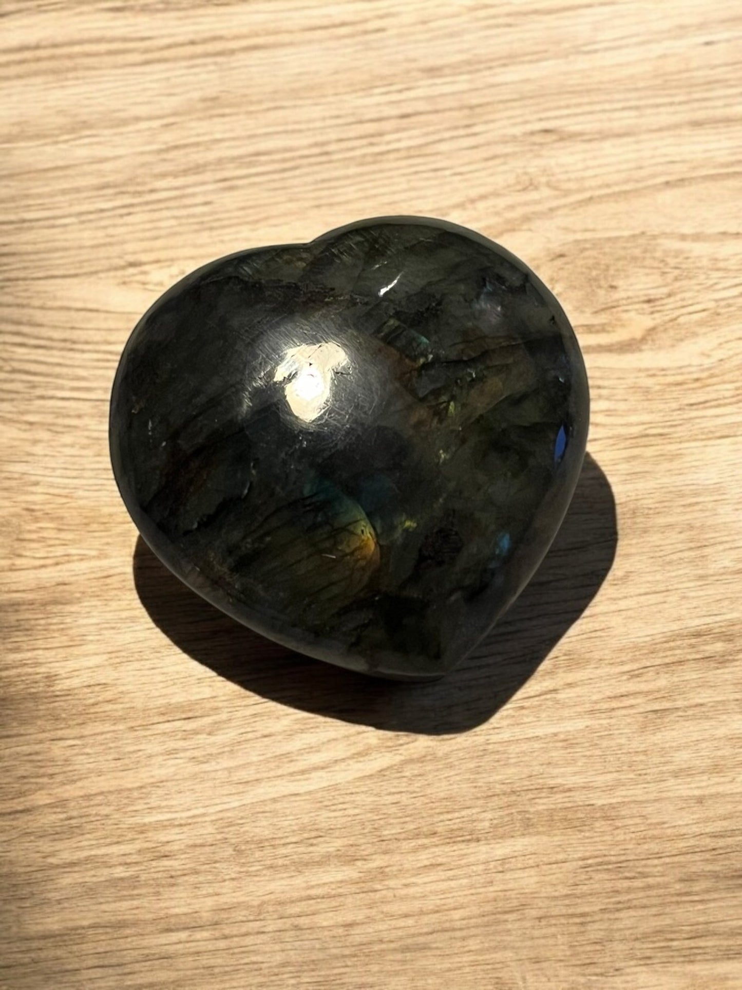 Flashy Labradorite Gemstone Heart (3.5” x 3”) – Radiant Crystal for Protection & Intuition - JoyfulBliss Co.