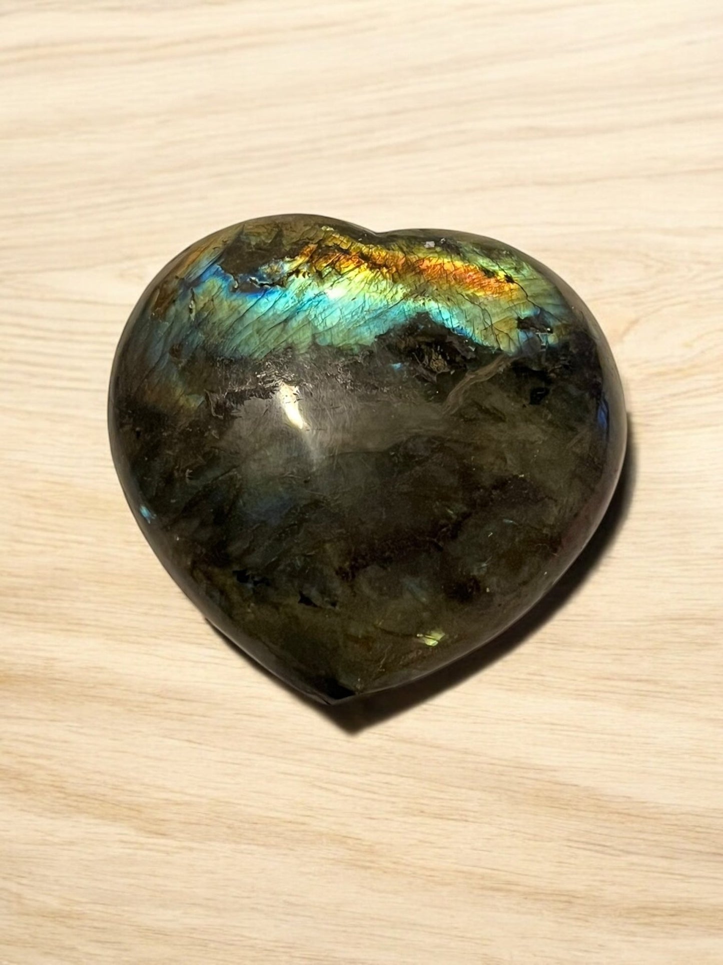 Flashy Labradorite Gemstone Heart (3.5” x 3”) – Radiant Crystal for Protection & Intuition - JoyfulBliss Co.
