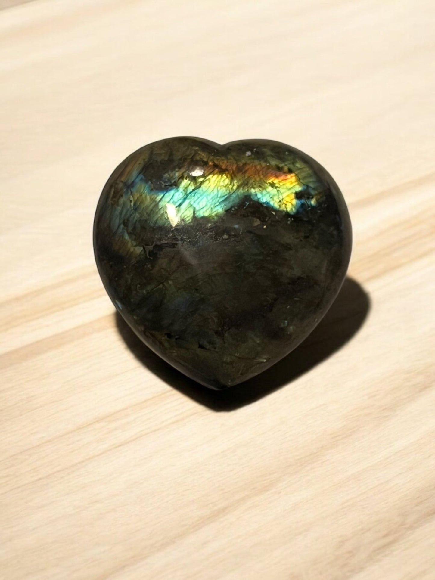 Flashy Labradorite Gemstone Heart (3.5” x 3”) – Radiant Crystal for Protection & Intuition - JoyfulBliss Co.