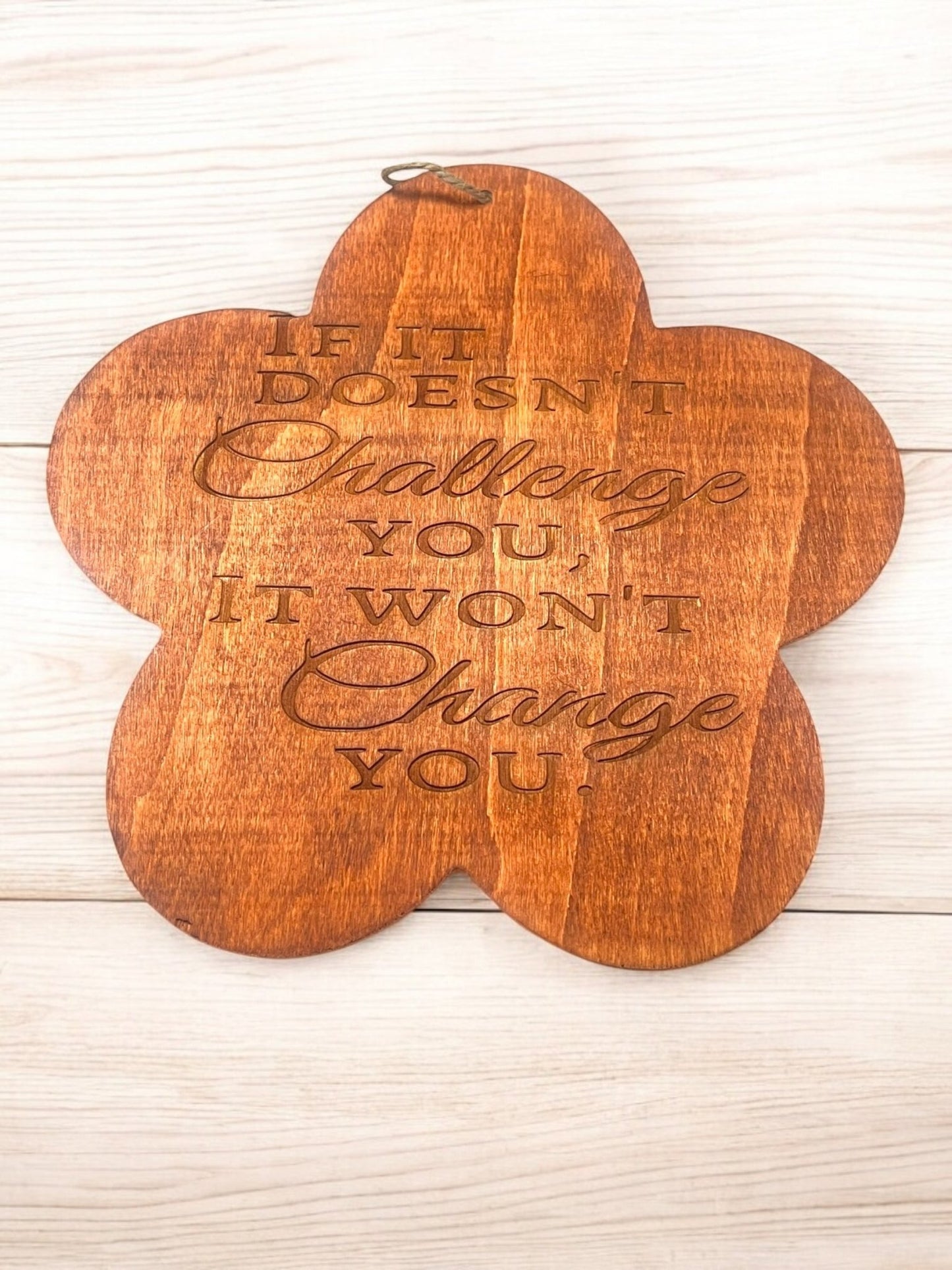 Flower Shaped Engraved Wooden Hanging Sign (7x7) - JoyfulBliss Co.