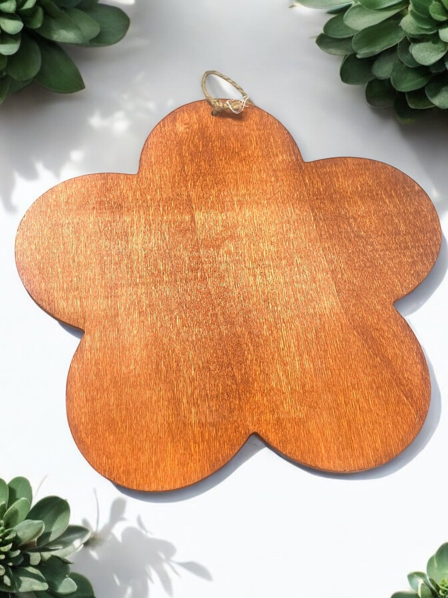 Flower Shaped Engraved Wooden Hanging Sign (7x7) - JoyfulBliss Co.