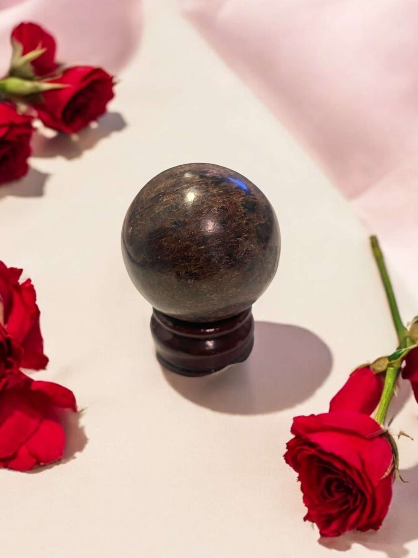 Garnet Sphere with Stand – 50mm - JoyfulBliss Co.