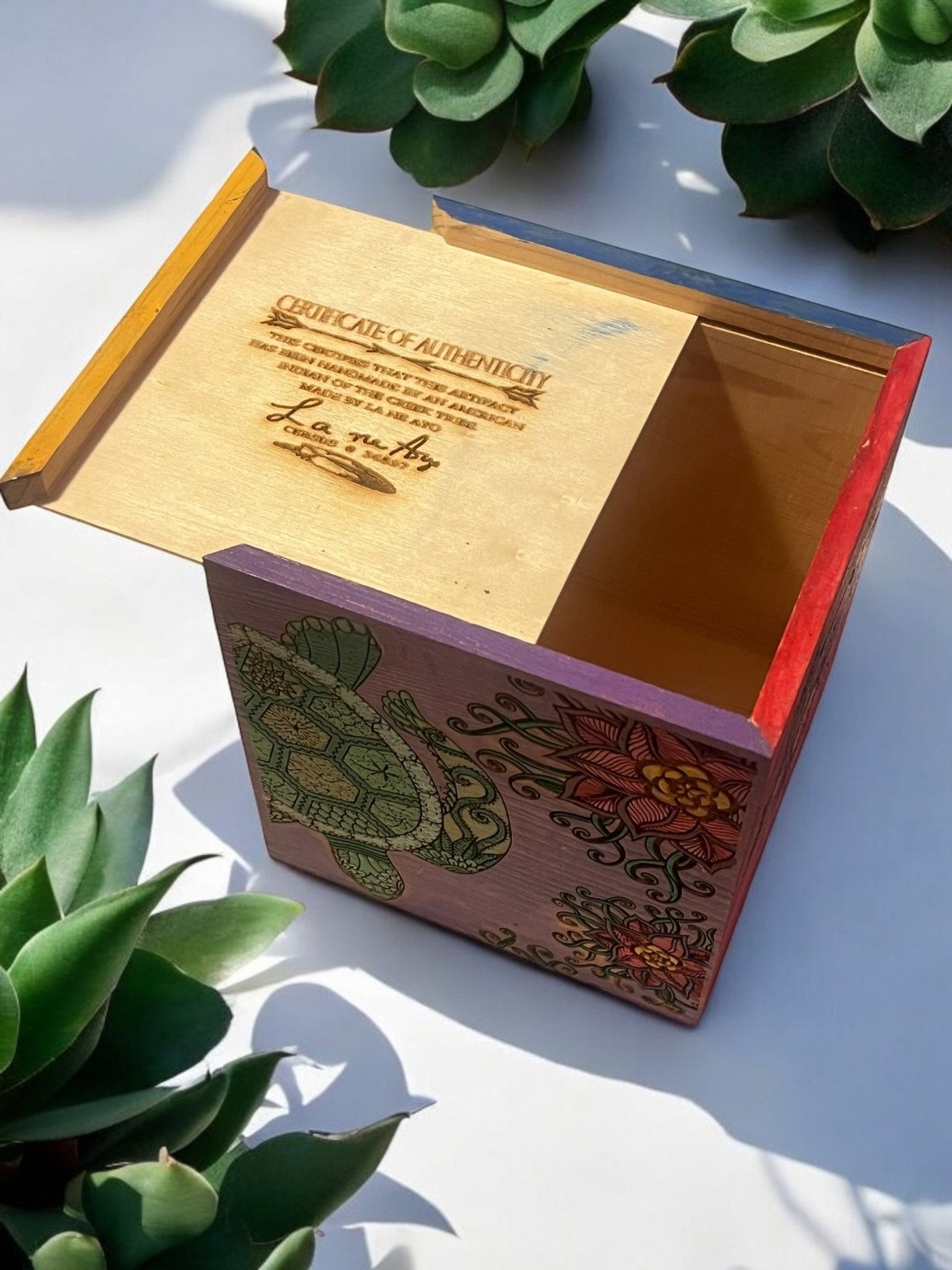 Handcrafted Tissue Box – Painted & Engraved by Creek Artist La Ne Ayo (4x4 Inches) - JoyfulBliss Co.
