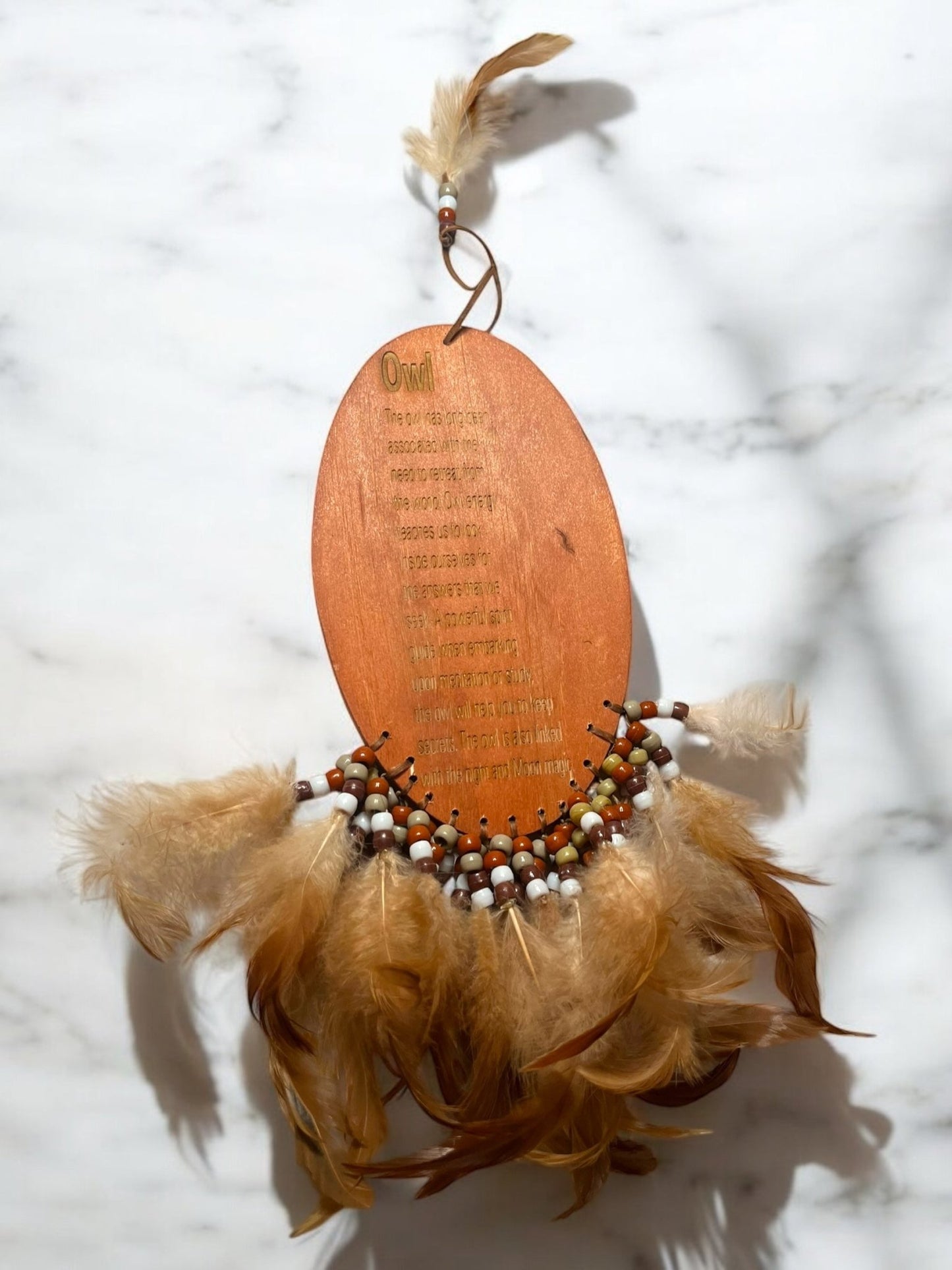 Handmade Wooden Owl Dream Catcher – Wisdom & Spiritual Protection (4” x 12” - JoyfulBliss Co.