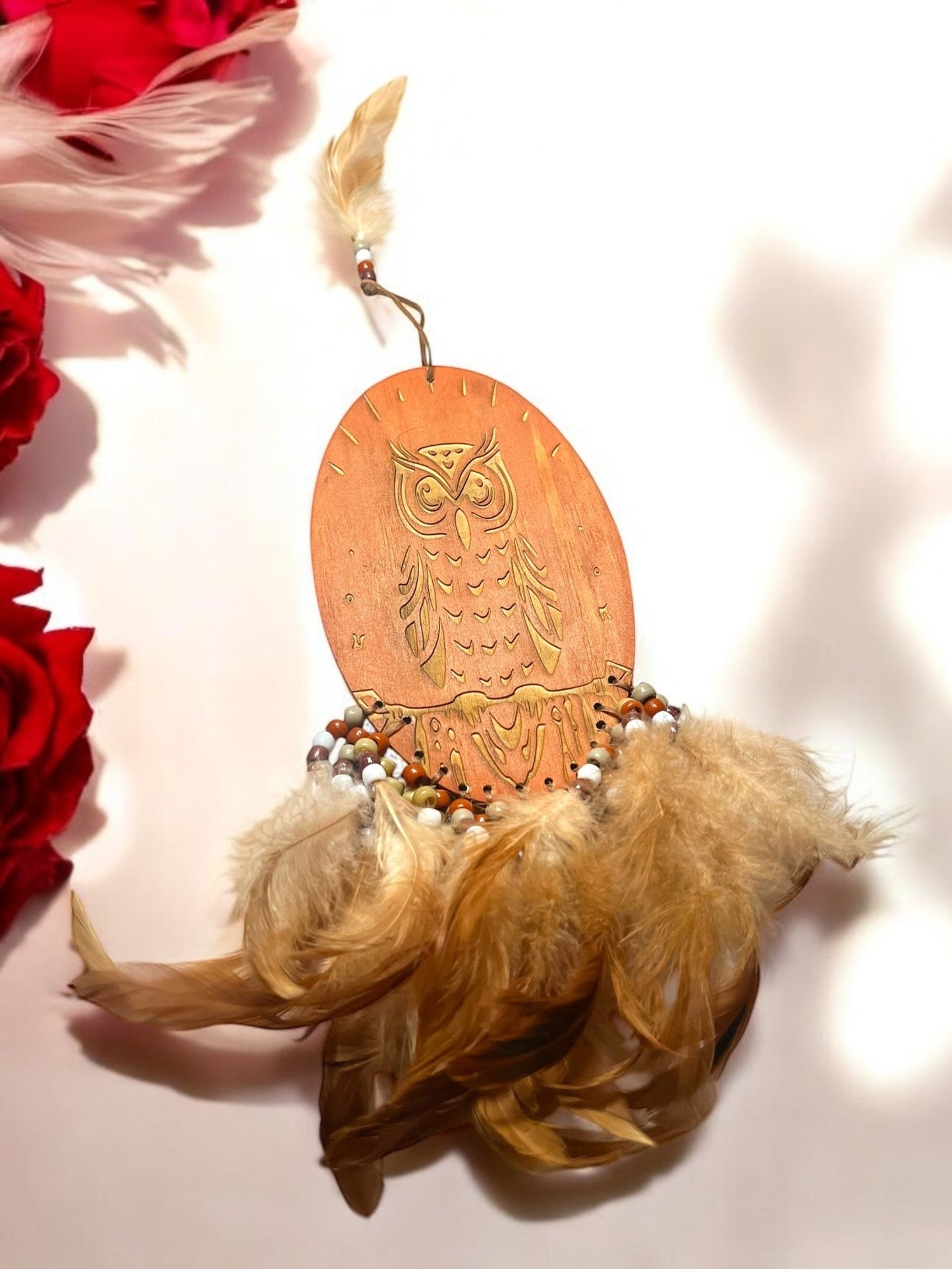 Handmade Wooden Owl Dream Catcher – Wisdom & Spiritual Protection (4” x 12” - JoyfulBliss Co.