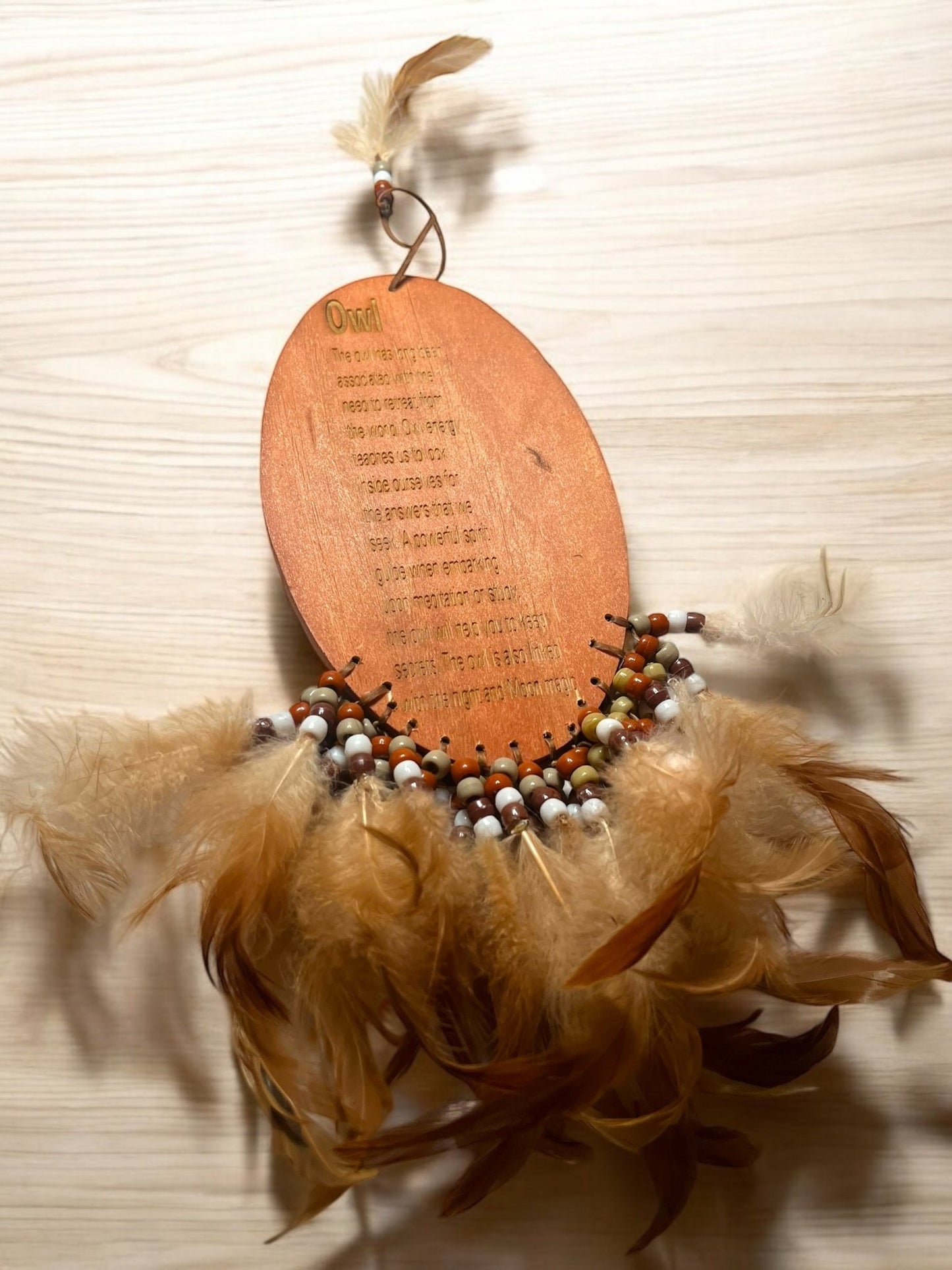 Handmade Wooden Owl Dream Catcher – Wisdom & Spiritual Protection (4” x 12” - JoyfulBliss Co.