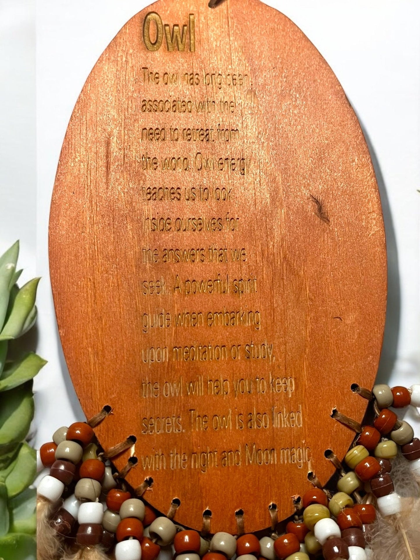 Handmade Wooden Owl Dream Catcher – Wisdom & Spiritual Protection (4” x 12” - JoyfulBliss Co.
