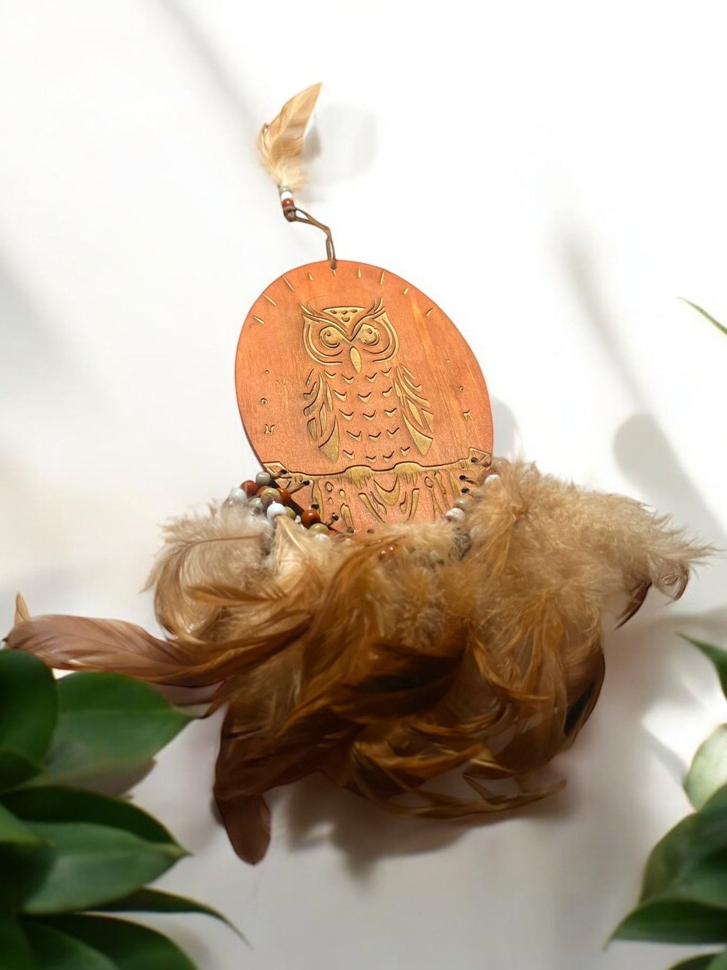 Handmade Wooden Owl Dream Catcher – Wisdom & Spiritual Protection (4” x 12” - JoyfulBliss Co.