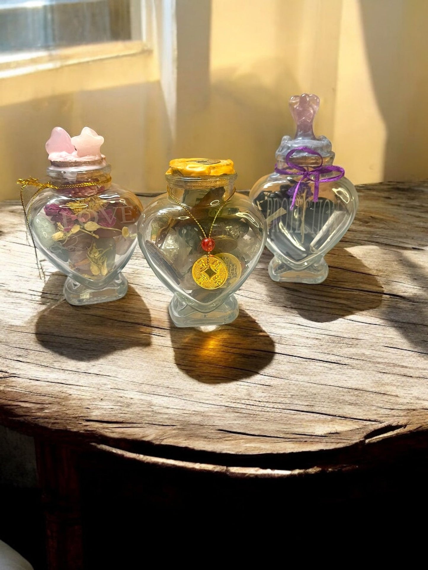 Heart-Shaped Engraved Spell Jars – Custom Ritual Energy Bottles - JoyfulBliss Co.