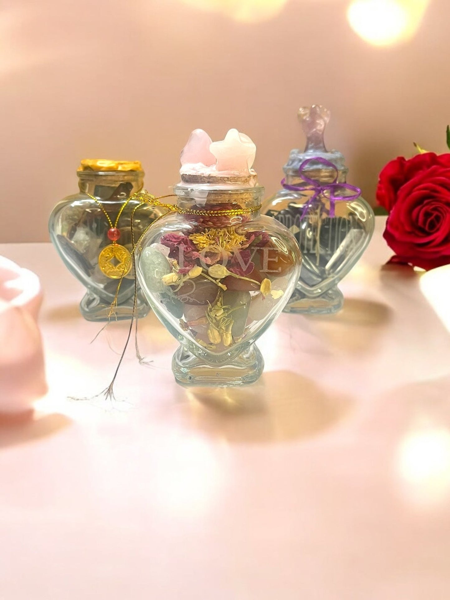 Heart-Shaped Engraved Spell Jars – Custom Ritual Energy Bottles - JoyfulBliss Co.