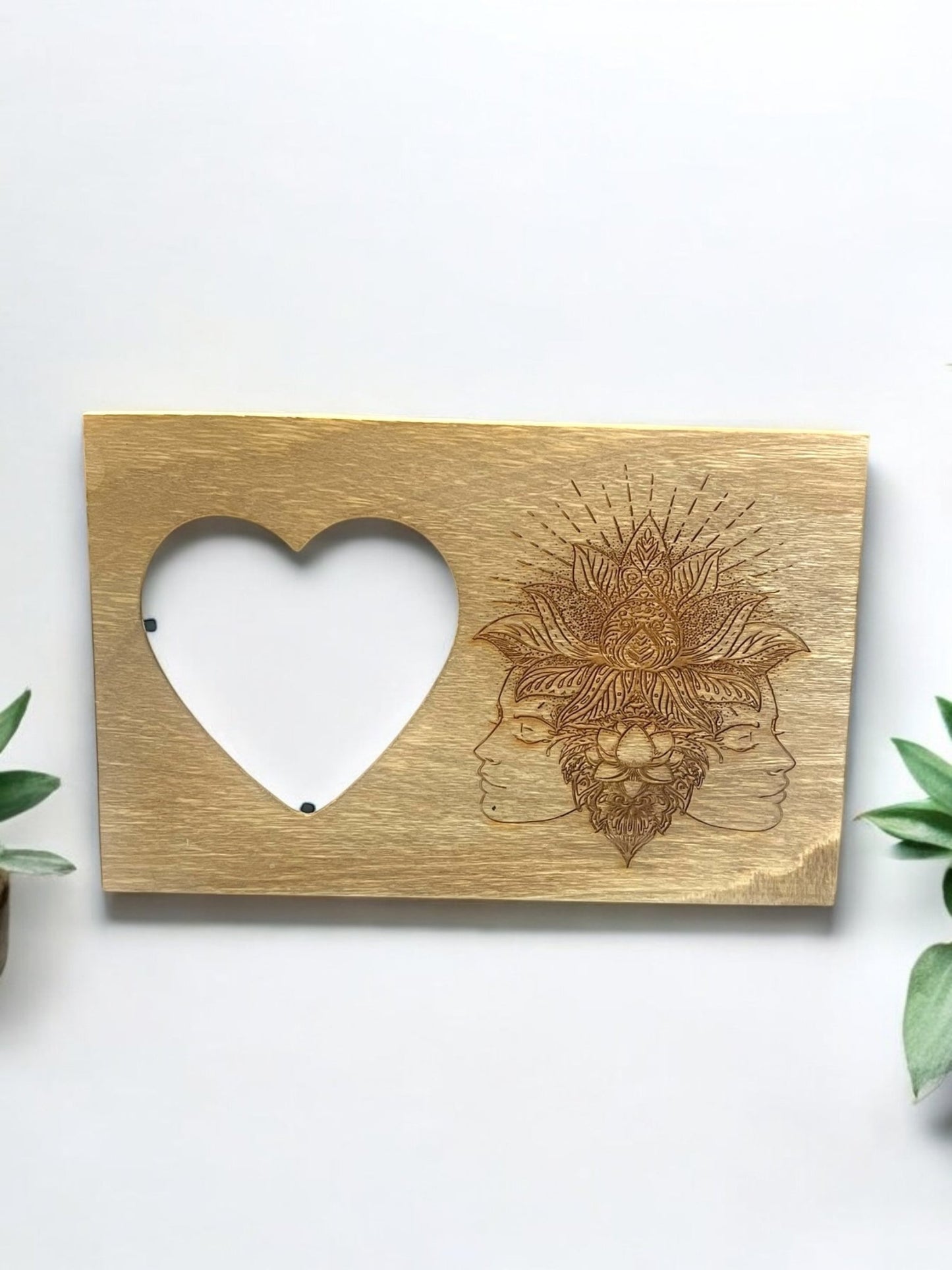 Heart-Shaped Wooden Engraved Picture Frame (7x5) - JoyfulBliss Co.