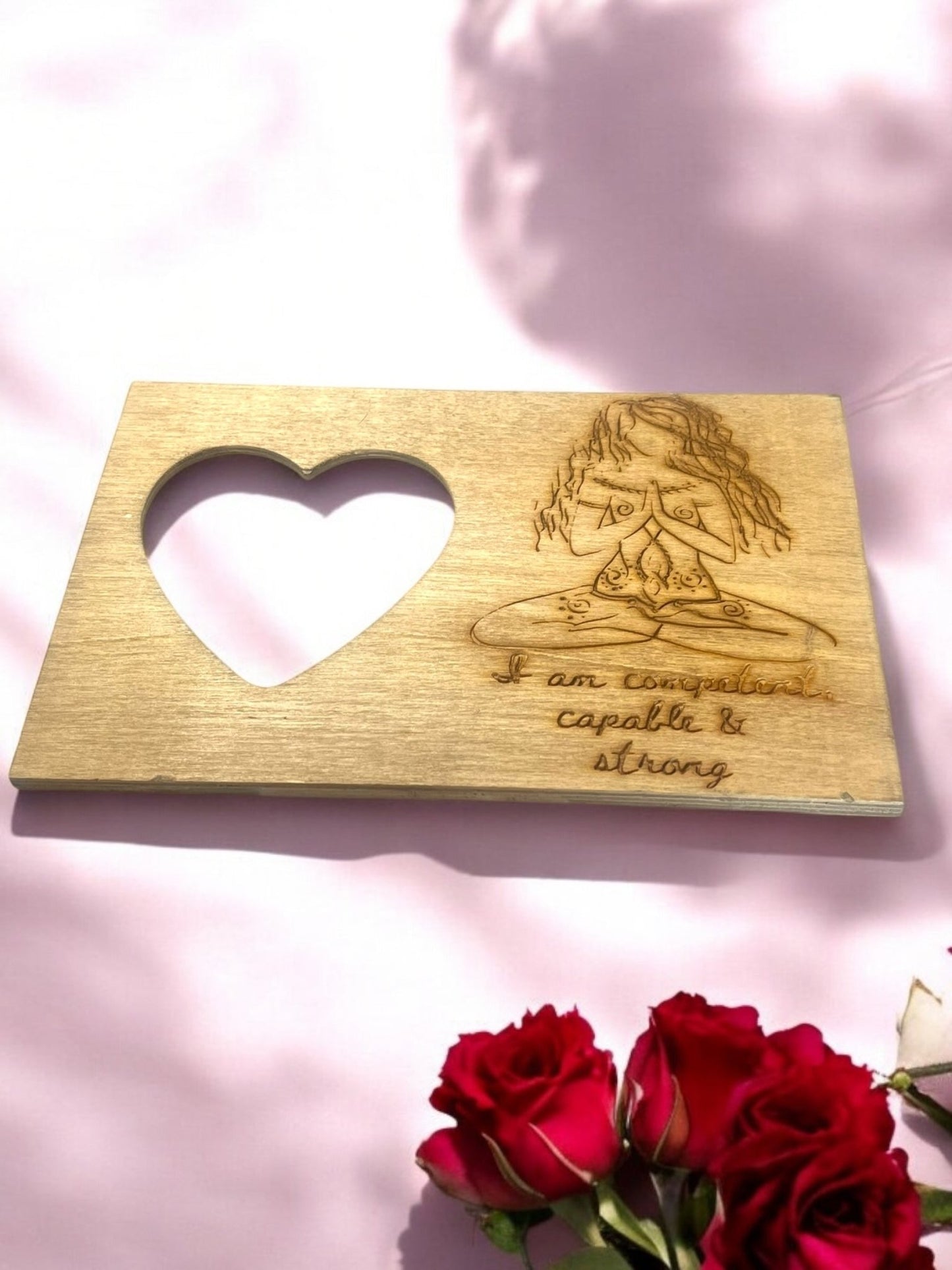 Heart-Shaped Wooden Engraved Picture Frame (7x5) - JoyfulBliss Co.