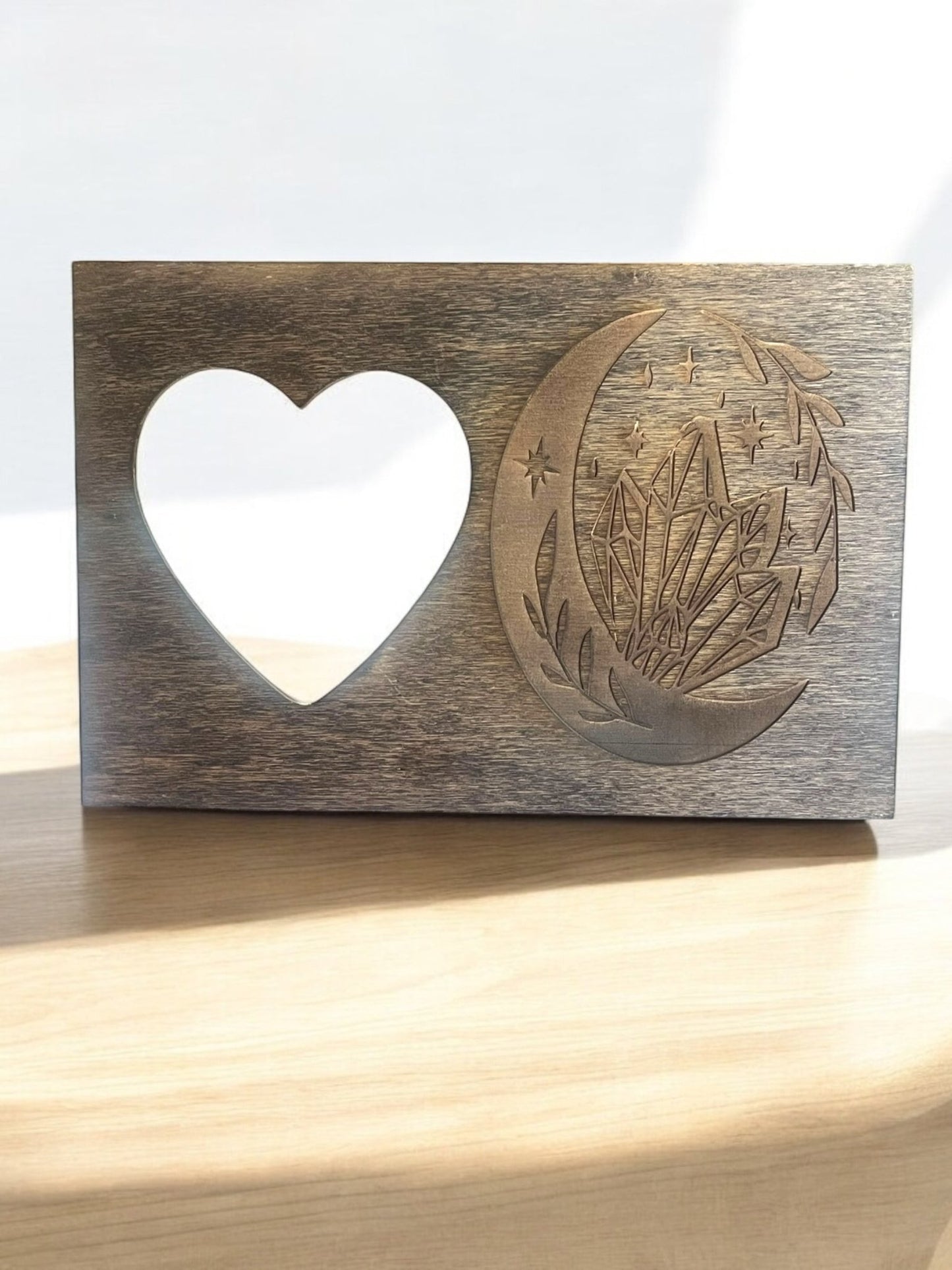 Heart-Shaped Wooden Engraved Picture Frame (7x5) - JoyfulBliss Co.