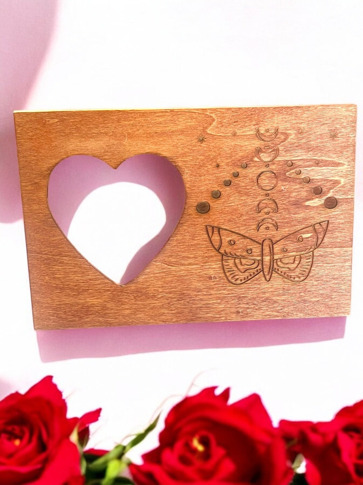 Heart-Shaped Wooden Engraved Picture Frame (7x5) - JoyfulBliss Co.