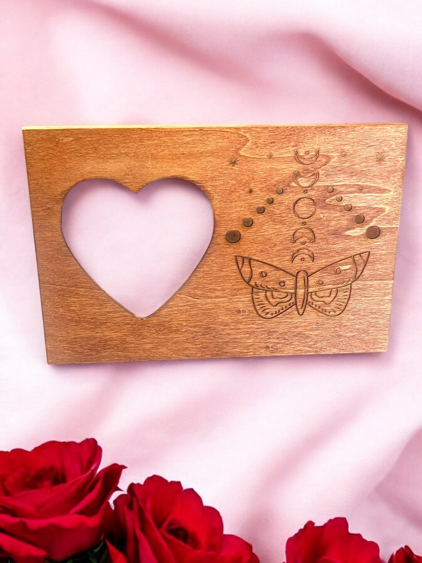 Heart-Shaped Wooden Engraved Picture Frame (7x5) - JoyfulBliss Co.