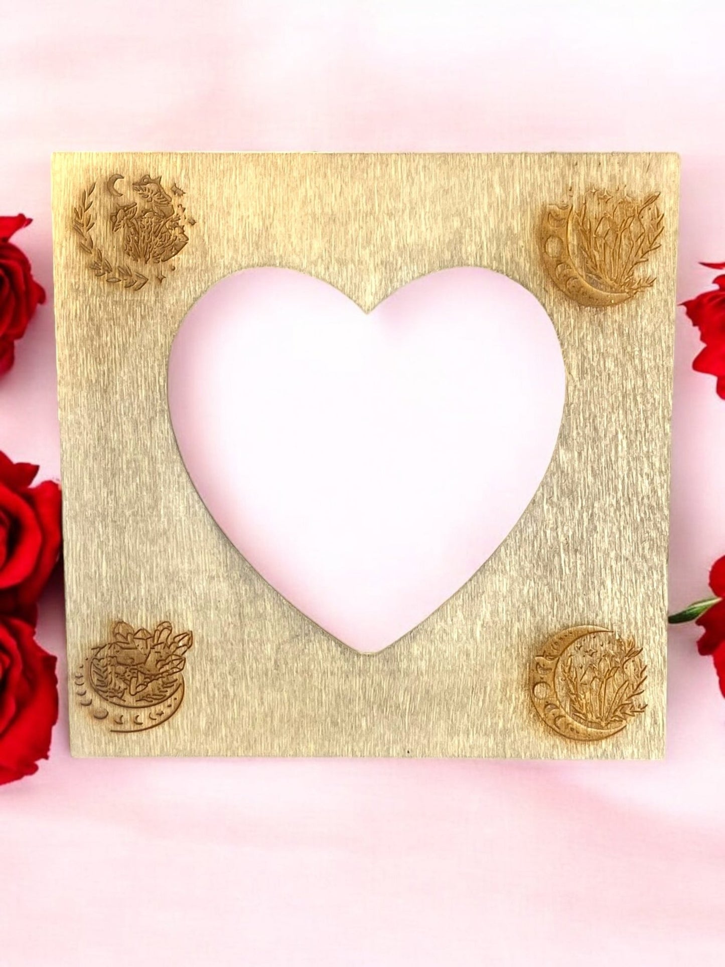 Heart-Shaped Wooden Engraved Picture Frame (7x5) - JoyfulBliss Co.
