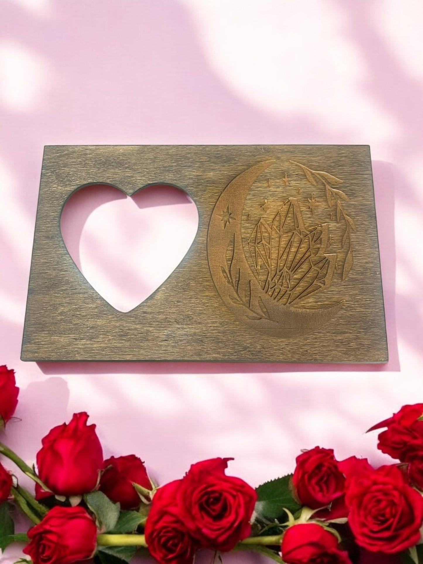 Heart-Shaped Wooden Engraved Picture Frame (7x5) - JoyfulBliss Co.