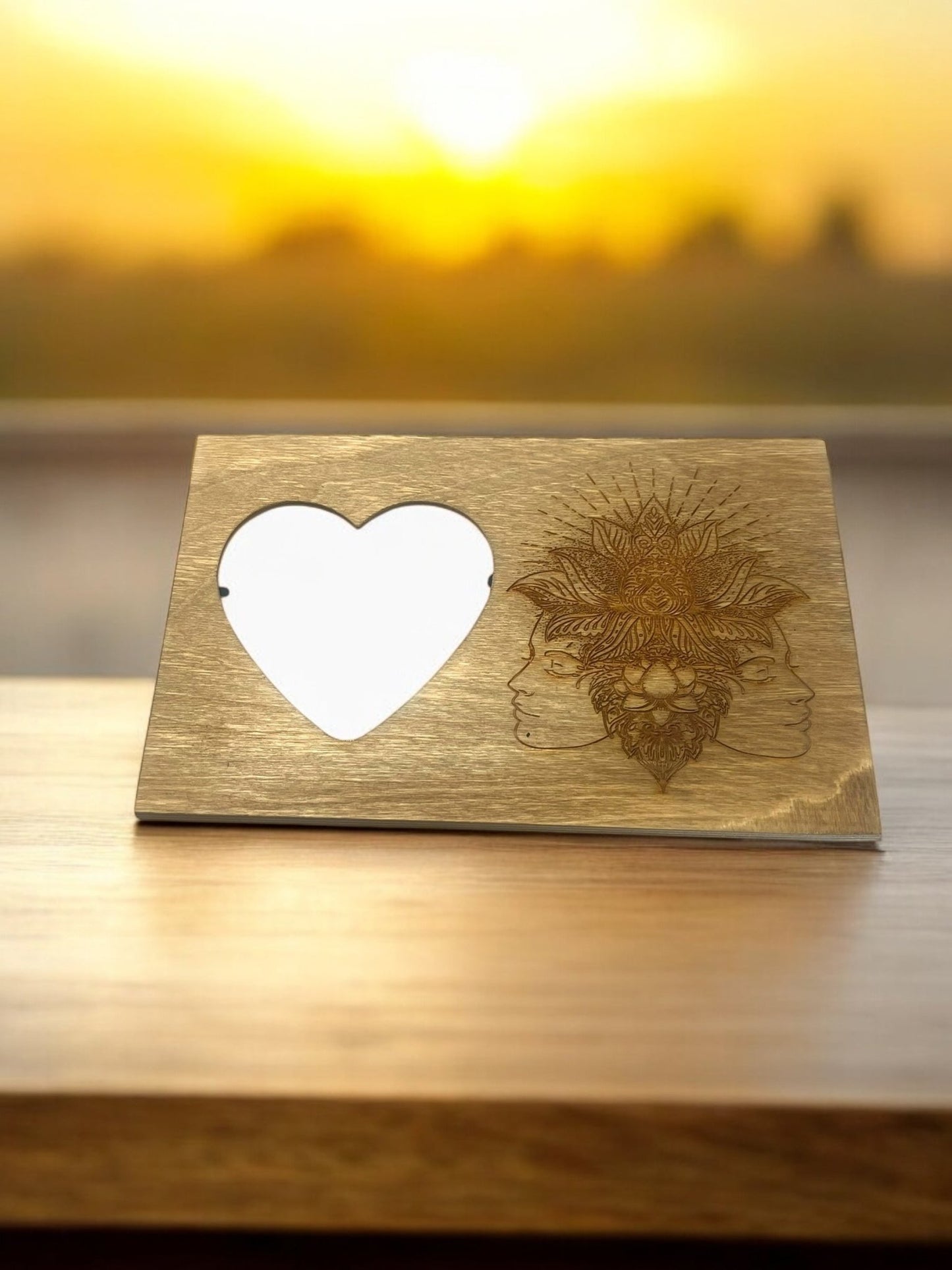 Heart-Shaped Wooden Engraved Picture Frame (7x5) - JoyfulBliss Co.